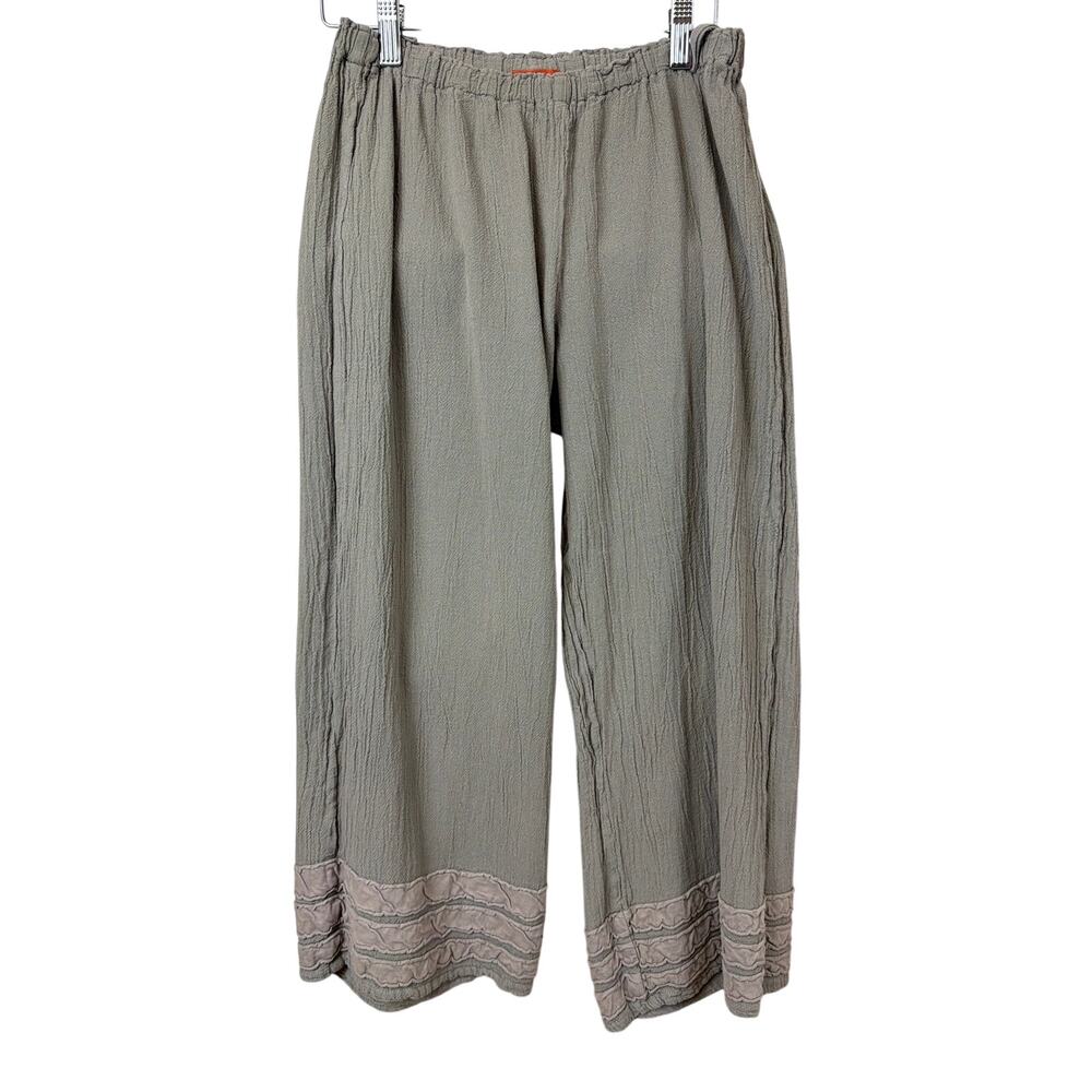 Off My Gauze Grey 100% Cotton Stretchy Waist Cropped Gauze Pants Size S M